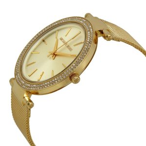 שעון יד מייקל קורס לאישה מוזהב רצועת רשת דגם MK3368 מהצד