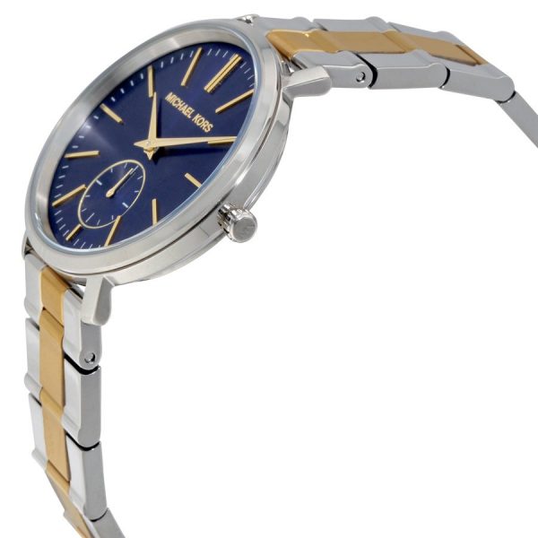 שעון יד מייקל קורס לנשים כסף וזהב רקע כחול MK3523 צד