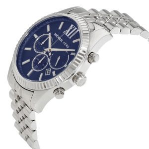 שעון יד מייקל קורס כסוף רקע כחול דגם MK8280 תמונת צד