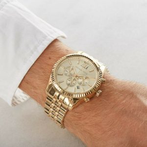 מייקל קורס שעונים לגבר שעון מוזהב רקע זהב MK8281