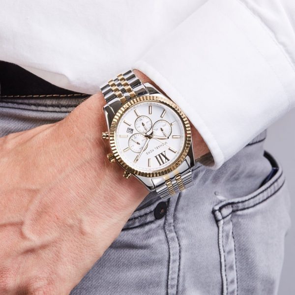 שעון יד מייקל קורס משולב זהב וכסף לגבר דגם MK8344