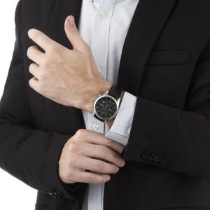 שעון יד לגבר רצועת עור שחורה מבית הוגו בוס 1513279 BOSS