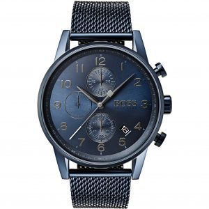 שעון יד הוגו בוס כחול רצועת רשת לגבר דגם 1513538