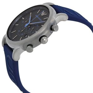 שעון יד ARMANI רצועת סיליקון כחולה לגבר AR11023 מהצד