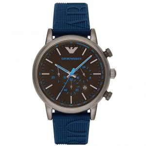 שעון יד ארמני רצועת סיליקון כחולה לגבר AR11023