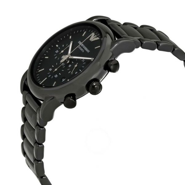 שעון יד ARMANI קרמיקה שחורה לגבר דגם AR1507 פרופיל