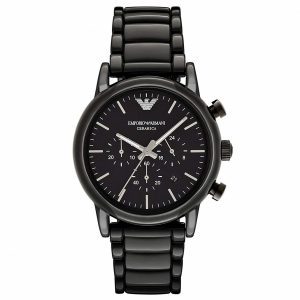 שעון יד ארמני קרמיקה שחורה לגבר דגם AR1507
