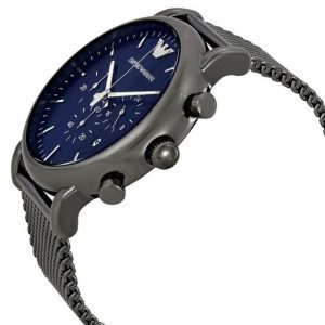 שעון יד ARMANI רשת אפור רקע כחול לגבר דגם AR1979