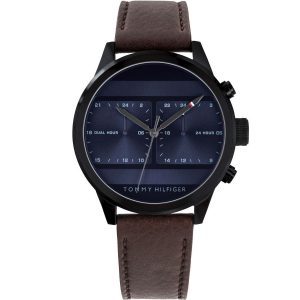 שעון יד טומי לגבר DUAL TIME רצועת עור דגם 1791593