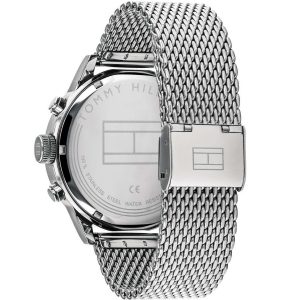 שעון יד טומי לגבר DUAL TIME רצועת רשת דגם 1791596 מאחור