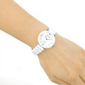 שעון יד ארמני קרמיקה לאישה AR1485 לבן