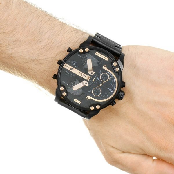 שעון יד לגבר DIESEL שחור וזהב אדום דגם DZ7312