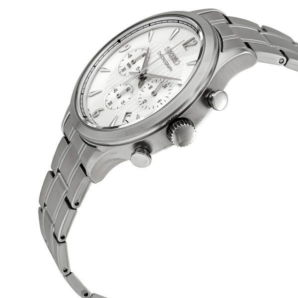שעון יד לגבר סייקו קלאסי רצועת מתכת רקע בהיר דגם SSB337