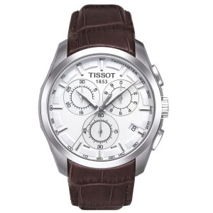 שעון יד TISSOT לגבר דגם קורטייר T035.617.16.031.00 רצועת עור חומה