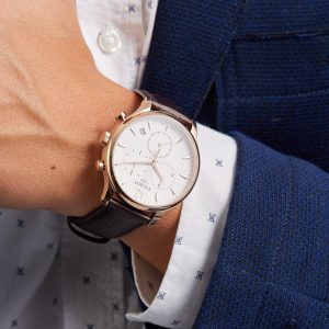 שעון יד TISSOT רוז גולד רצועת עור חומה כרונוגרף דגם T063.617.36.037.00