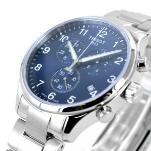 שעון יד TISSOT רצועת מתכת רקע כחול לגבר דגם T116.617.11.047.01 תמונה מהצד