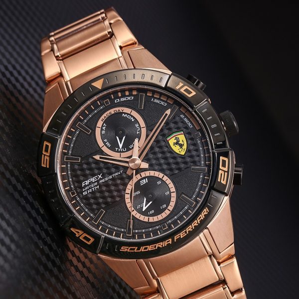 שעון יד FERRARI לגבר כרונוגרף זהב אדום דגם 0830640