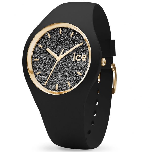 שעון יד ICE WATCH שחור לאישה 001356 בשילוב זהב צהוב ולוח מנצנץ
