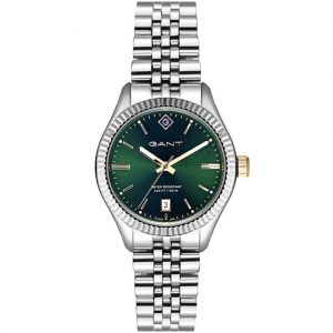 שעון יד GANT כסוף עם רקע ירוק לאישה G136005