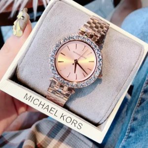 שעון יד מייקל קורס משובץ לאישה MK4515 זהב אדום