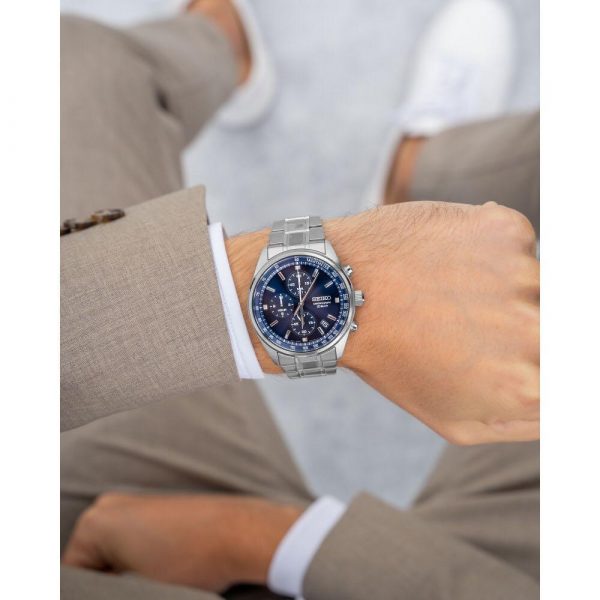 שעון יד לגבר סייקו לוח כחול צלילה 100 מ' דגם SSB377