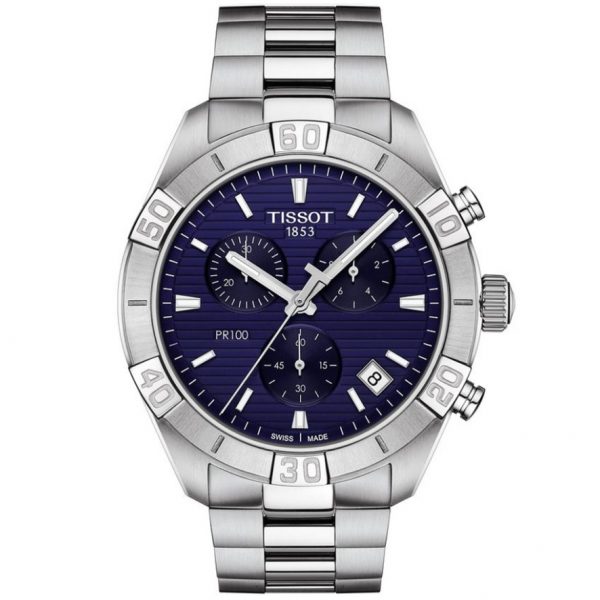 שעון יד טיסוט קלאסי לגבר לוח כחול רצועת מתכת T101.617.11.041.00
