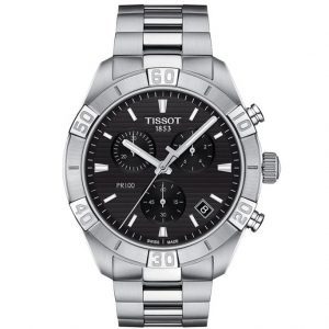 שעון יד טיסוט קלאסי לגבר לוח שחור רצועת מתכת T101.617.11.051.00