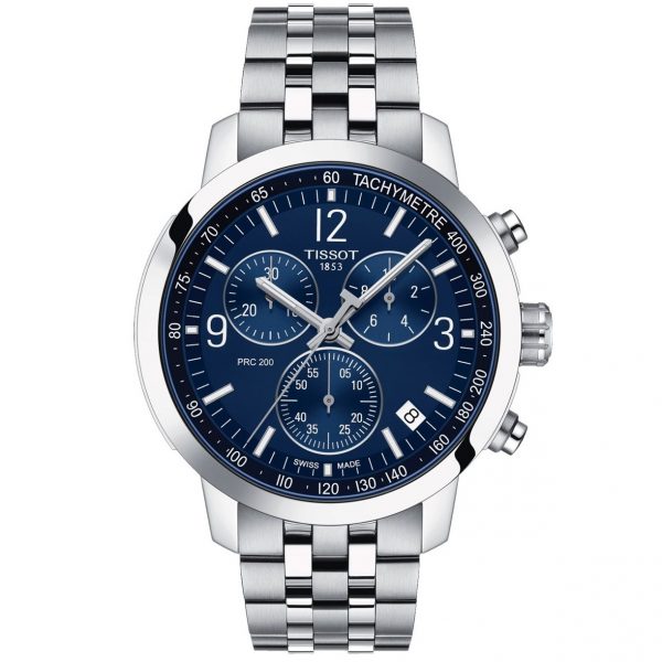 שעון יד TISSOT PRC200 כסוף רקע כחול לגבר דגם T114.417.11.047.00