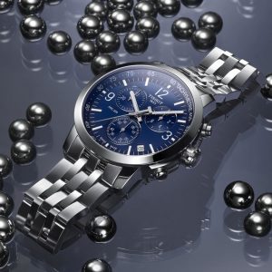 שעון יד טיסוט PRC200 כסוף רקע כחול לגבר דגם T114.417.11.047.00