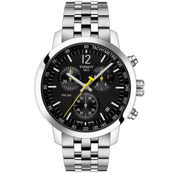 שעון יד טיסוט PRC200 כסוף רקע שחור לגבר דגם T114.417.11.057.00