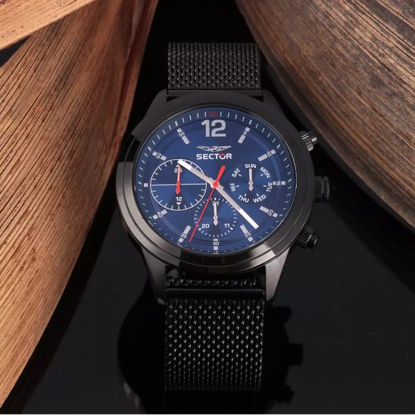 שעון יד סקטור לגבר רצועת רשת רקע כחול ספורטיבי R3253540008 מקטלוג שעונים SECTOR