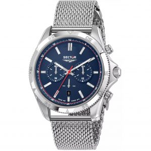 שעון יד לגבר מבית SECTOR רצועת רשת לוח כחול דגם R3273631006 כרונוגרף
