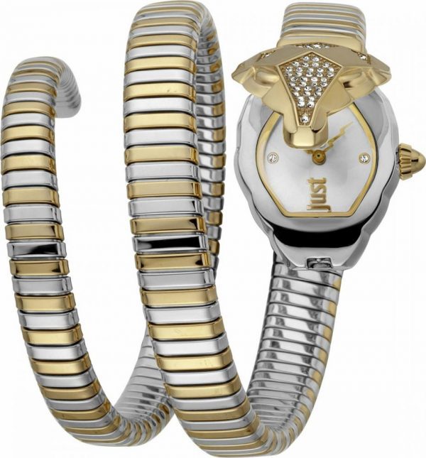 שעון יד JUST CAVALLI נחש לאישה דגם JC1L073M0045 בשילוב זהב וכסף
