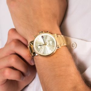 שעון יד טומי הילפיגר מוזהב לגבר רצועת מתכת דגם 1710415