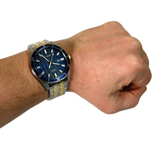 שעון סיטיזן לגבר משולב זהב ורקע כחול BI5054-53L
