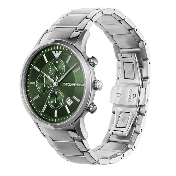 שעון יד אימפוריו ארמני לגבר לוח ירוק רצועת מתכת דגם AR11507