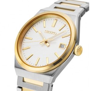 שעון יד לגבר מבית SEIKO בשילוב זהב וכסף דגם SUR558P1 תמונה מהצד