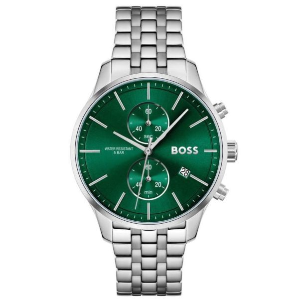 שעון יד BOSS לגבר רקע ירוק הוגו בוס 1513975