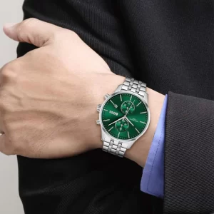 שעון יד BOSS לגבר רקע ירוק הוגו בוס 1513975 על יד