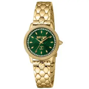 שעון יד JUST CAVALLI קוואלי לאישה דגם JC1L258M0065 רקע ירוק