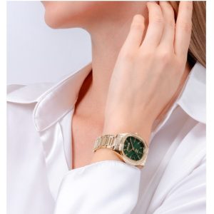 שעון יד JUST CAVALLI לאישה זהב רקע ירוק JC1L263M0065 על יד קוואלי