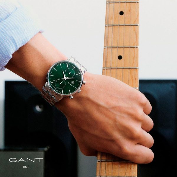 שעון יד גאנט לגבר לוח ירוק רצועת מתכת G121018