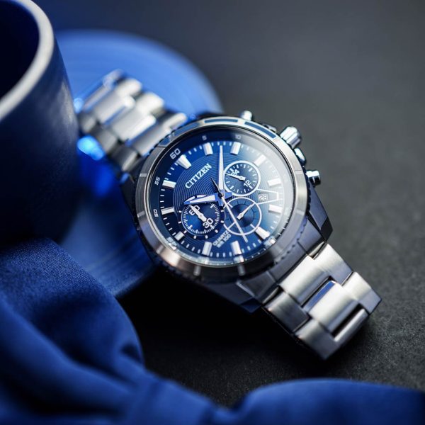 שעון יד סיטיזן CITIZEN לגבר כרונוגרף לוח כחול an8201-57l תמונה