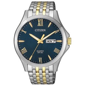 שעון יד סיטיזן לגבר CITIZEN זהב כסף לוח כחול BF2024-50L
