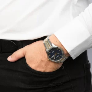 שעון יד סיטיזן לגבר CITIZEN משולב זהב כסף לוח כחול BF2024-50L על יד