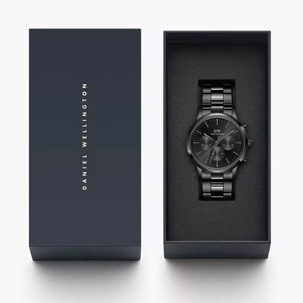 שעון יד דניאל וולינגטון מושחר לגבר דגם DW00100642 בקופסא