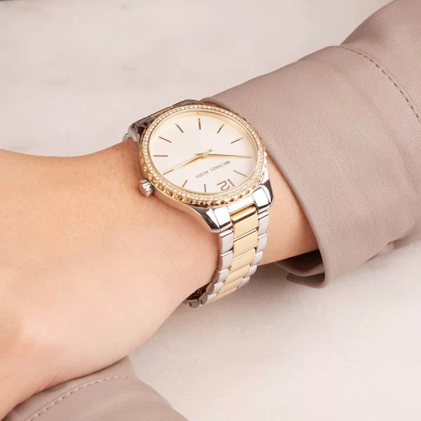 שעון יד מייקל קורס לאישה משולב זהב וכסף MK6899 על יד