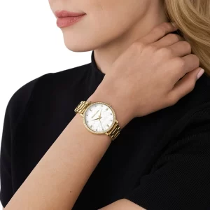 שעון יד מייקל קורס לאישה זהב לוגו MK דגם MK4666