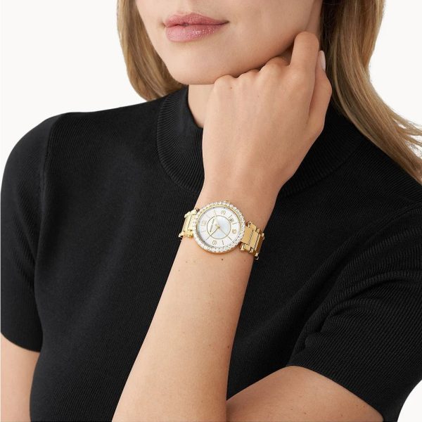 שעון יד מייקל קורס לאישה זהב צהוב משובץ אבנים MK4693