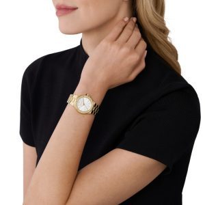 שעון יד MICHAEL KORS מוזהב עדין לאישה רצועת מתכת לאישה דגם MK7278 על יד